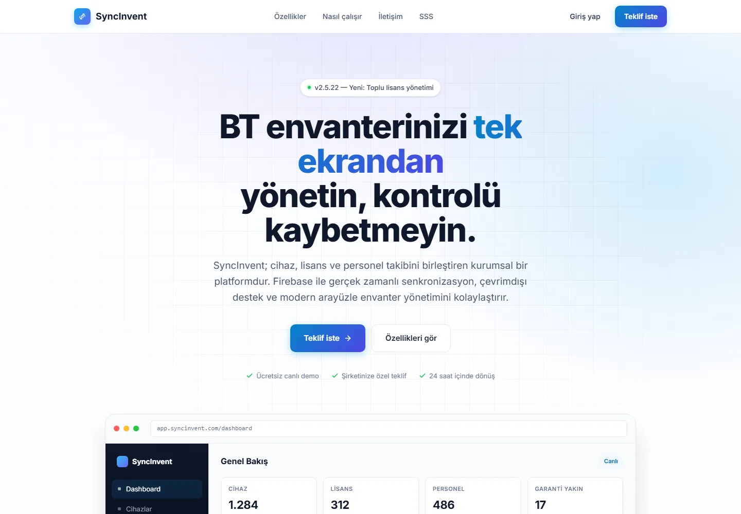 SyncInvent uygulama ekranı